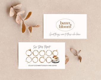 Coffee Shop Loyalty Card Template: Printable Stamp Card (Canva Editable)