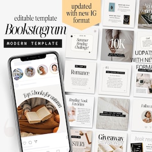 Nowoczesne szablony Bookstagram Light na posty na Instagramie, pakiet szablonów na Instagramie, przytulny i nowoczesny, elegancki, książkowy post IG Chic do edycji