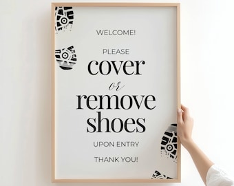 Please Remove Your Shoes Sign for Home Entryway, Editable Template for Entrance SignReal Estate Showing, Cover Shoes Poster