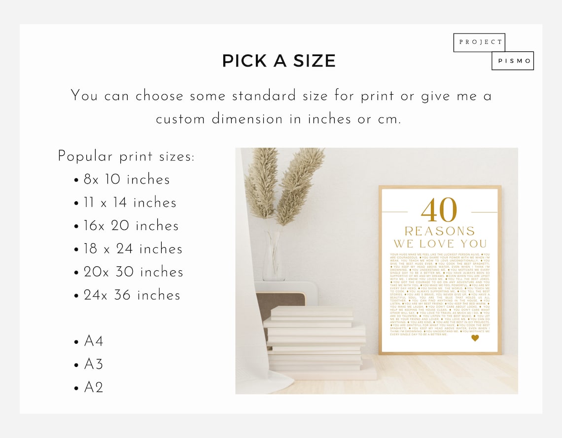 40 Reasons We Love You, 60 Reasons Why I Love You, Printable Poster for ...