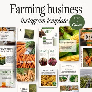 Modelli Instagram per aziende agricole o agricole Canva / Oltre 50 post sui social media, punti salienti per il marketing agroalimentare, contenuti sui social media per aziende agricole