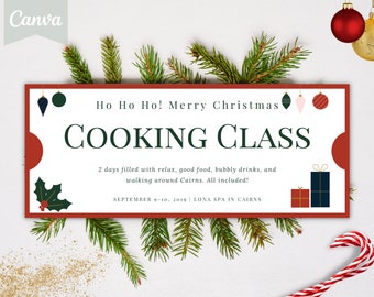 Cooking Class voucher - EDITABLE template custom gift certificate, Christmas last minute present, Ticket voucher for surprise activity xmas