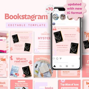 Retro Blush Bookstagram Templates, Pink Purple Canva Bundle for Book Lovers, Editable IG Posts Highlight, Vintage Aesthetic Social Media Kit