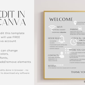 Editable Airbnb Welcome Sign Template: Vacation Rental Poster (Digital Download) image 3