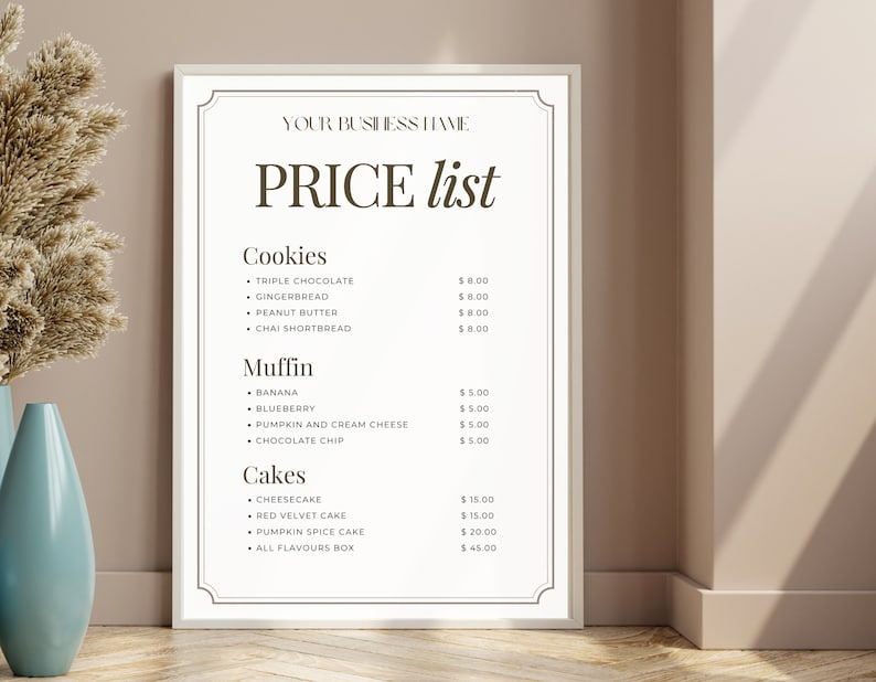 Bakery Price List Template Home Baked Local Market Menu Home - Etsy