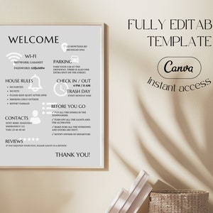Editable Airbnb Welcome Sign Template: Vacation Rental Poster (Digital Download) image 2