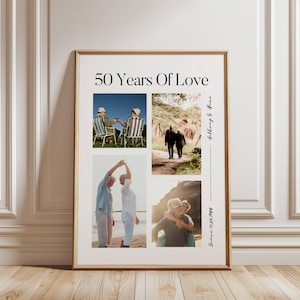 50th Anniversary Photo Collage Gift: Golden Wedding Keepsake Art (Digital File)