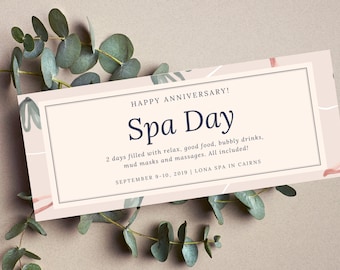 Modèle de coupon élégant, bon modifiable, cadeau surprise imprimable, bon d'anniversaire personnalisé, invitation au spa des mariées DIL, escapade de week-end