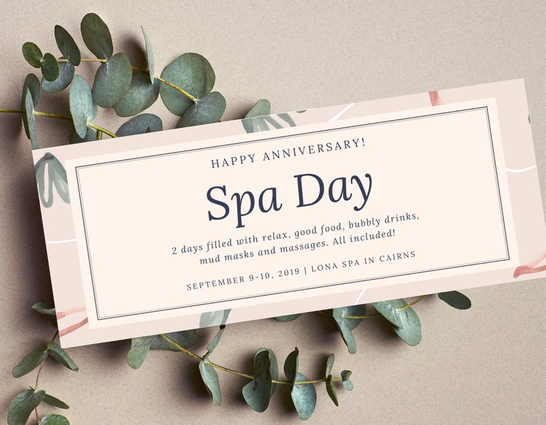 Elegant Coupon Template, Editable Voucher, Printable Surprise Gift, Custom Birthday Voucher, Brides Spa Invitation DIL, Weekend getaway image 1