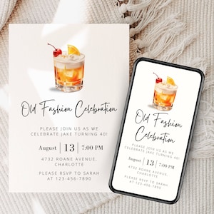 Ouderwets verjaardagsfeestje voor mannen - bewerkbare sjabloon voor uitnodiging, cocktailparty, kaart Aged to Perfection en digitaal 134