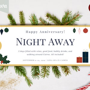 Night Away coupon gift - EDITABLE template custom voucher, Christmas  printable certificate, Santa Gift Certificate, Dinner date invitation