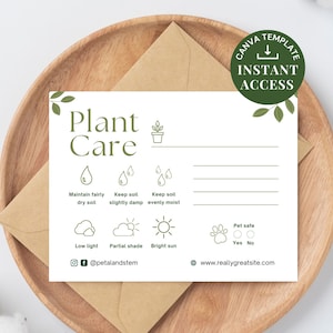 Plant Care Card Guide Template, Succulent Care Instruction, Plant Shop Tags Insert, Indoor Plant Care Note Printable Plant Sitter Herbal