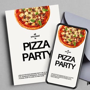 Invito per festa della pizza, invito modificabile per festa della pizza, volantino per festa della pizza, prenditi una fetta di gioia, invito per festa di cibo italiano, cocktail per cena