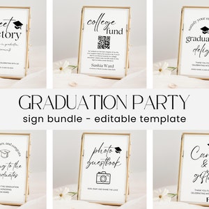 Graduation Signs Bundle Template, Printable Grad Party Bundle, Graduation Table Sign, Decor High School College Graduation Party Buffet Sign