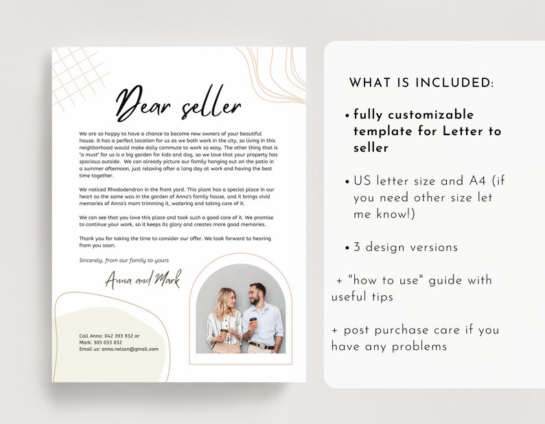 Buyer Letter to Seller Offer Letter Template Editable in Etsy Buyer Letter to Seller Offer Letter Template Editable in Etsy