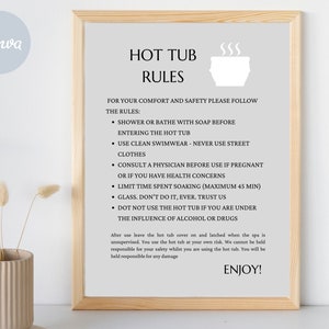 Hot Tub Rules Sign + Pool Rules Template, Editable Poster, Airbnb Host ...