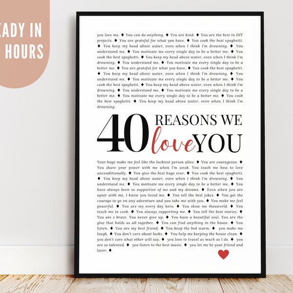 40 Reasons We Love You - Etsy