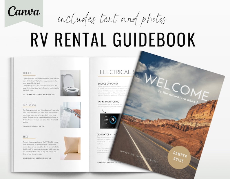 RV Rental Welcome Guidebook Template, Motorhome Binder, Camper Renters Guide, Trailer Rental Book, RV Manual, Welcome Packet, Us letter A4 image 1