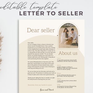 Plantilla de carta de oferta para comprador de vivienda, oferta de vivienda imprimible, carta de bienes raíces al vendedor, plantilla editable, diseño moderno de Canva, PDF instantáneo