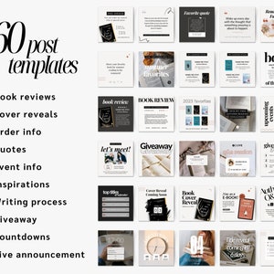Social Media Templates for Authors, Canva Templates for Instagram Post ...
