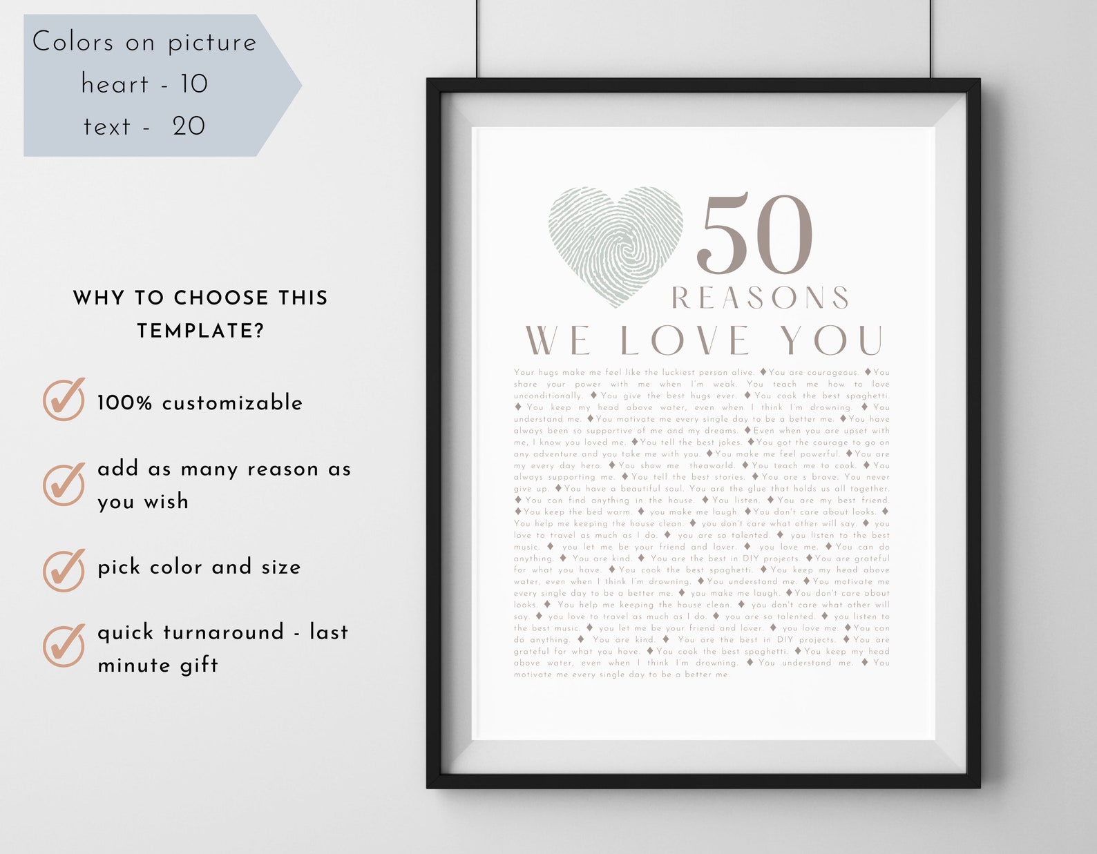50 Reasons We Love You 40 Reasons Why I Love You Printable - Etsy