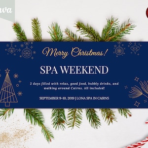 クリスマスギフト券テンプレート - 即時ダウンロード、クリスマスアクティビティギフト、編集可能な楽しいかわいいクリスマスプレゼント直前、編集可能