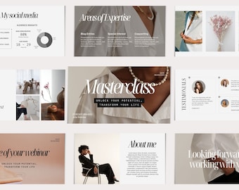 Minimalist Webinar Presentation Canva Template: Business Masterclass Slide Deck (Digital Download)