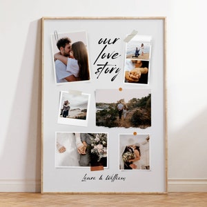 Personalisierte Fotocollage, Valentinstagsgeschenk, Geschenk für Sie, neu Verlobungsgeschenk für Paare, Fotogeschenk für ihn