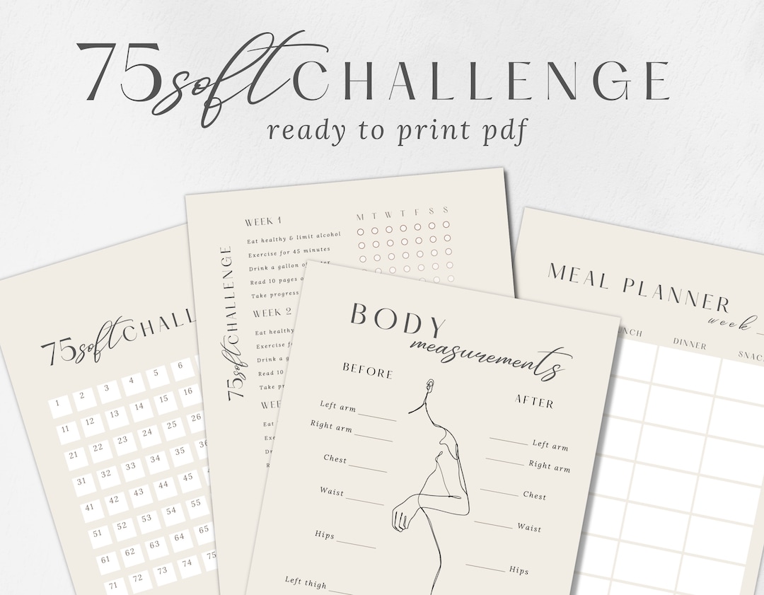 75 Soft Challenge Tracker Printable Bundle: Fitness Habit Planner ...
