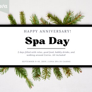 Voucher coupon Spa Day minimalista - DOWNLOAD IMMEDIATO - modello MODIFICABILE in Canva, buono regalo personalizzato, regalo Last Minute