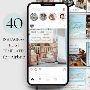 Airbnb Instagram Post Templates, Editable Airbnb Social Media Posts, Vacation Rental Instagram, Airbnb Host Content, Airbnb Canva Templates