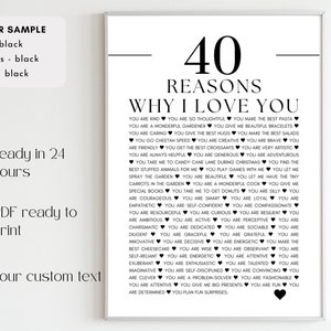 Personalized Gift - READY IN 24H, 40 Reasons Why I Love You, 35 ...