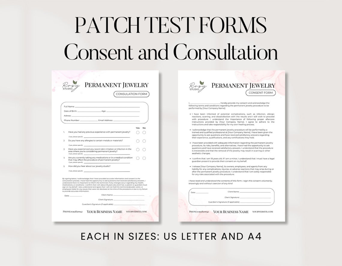 True Patch Collection Form Patch Test Consent & Client Intake Form Template (editable) - Etsy