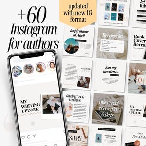 Szablon Canva Postów Autora na Instagramie, Pakiet Mediów Społecznościowych na Premierę Książki i Promocję Książki, Pisarze IG Autor Poeta Bloger Bookstagram Minimalistyczny