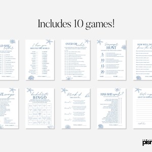 Something Blue Bridal Party Games Bundle, Dusty Blue Wedding Shower