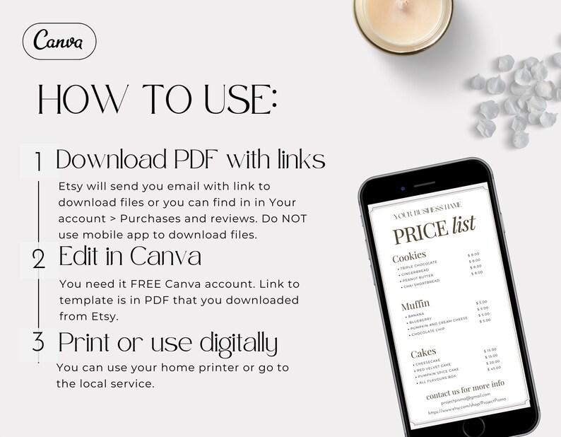 Bakery Price List Template Home Baked Local Market Menu Home - Etsy