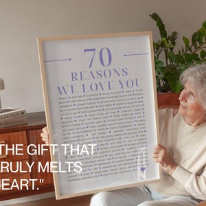 70 Reasons why we love you, 70th Birthday gift for grandma, 80 Things we love about you wall art, Anniversary gift, Custom printable poster image 5