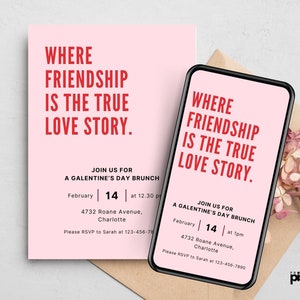 Uitnodiging voor het feest van Galentine, zul je mijn Galentine zijn, Galentines Day, Valentijnsdag, Singles Ladies Day Party Uitnodigen, Instant Download Canv
