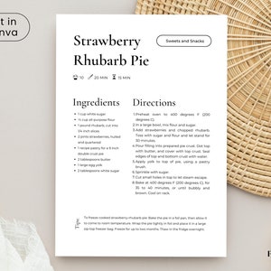 Modern Recipe Page Template, Printable Recipe Book, Custom Family Cookbook, Editable Recipe Template, Simple Recipe Binder Book