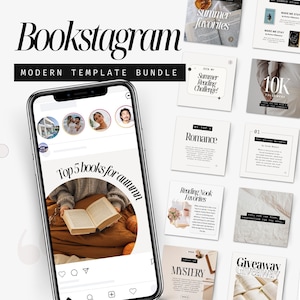 Modern Light Bookstagram Templates for Instagram Post, Instagram Template Bundle, Cozy and Modern Bookish IG Chic Editable Post Elegant