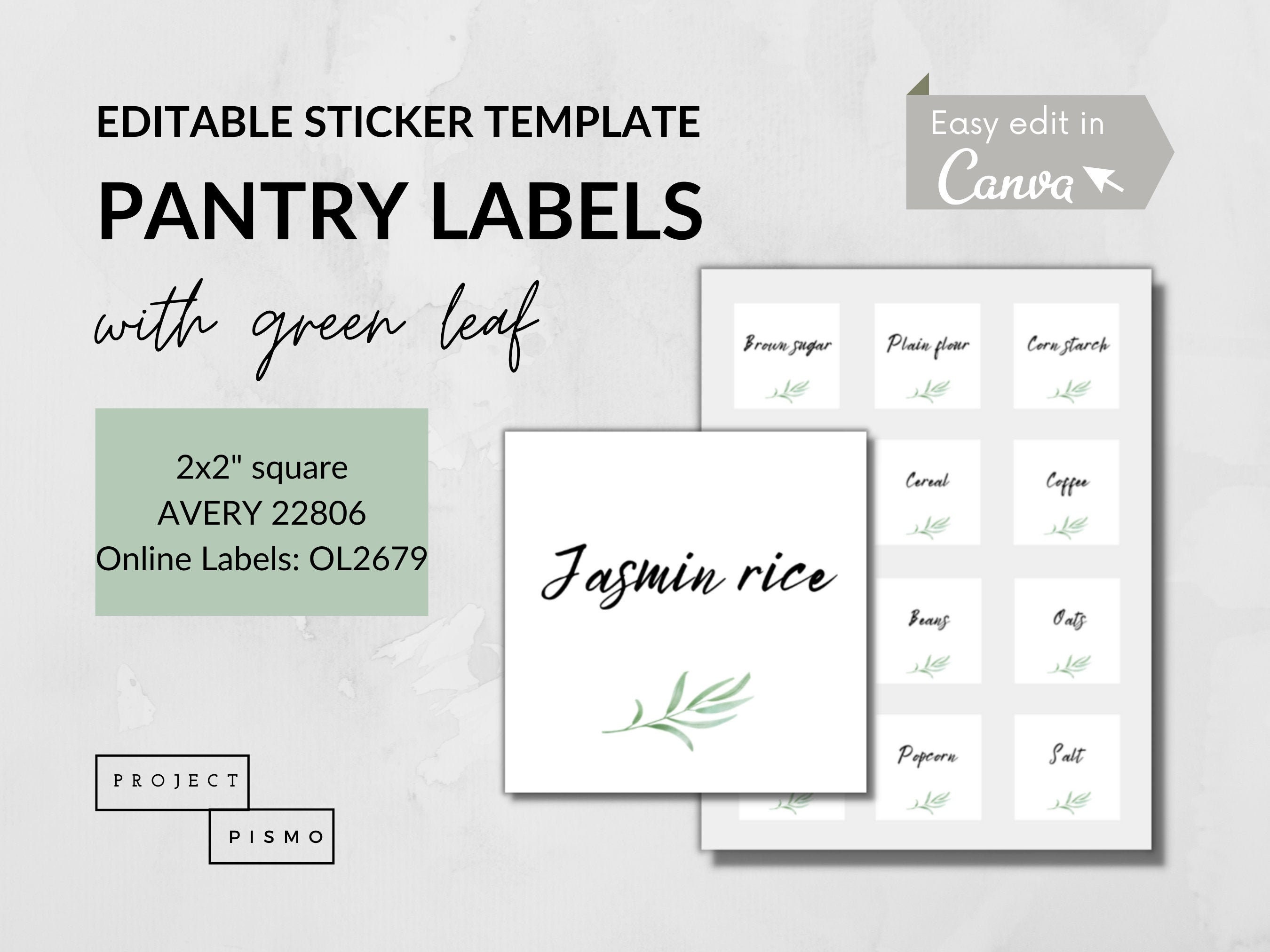 2 inch pantry labels for avery 22806 rectangle stickers Etsy