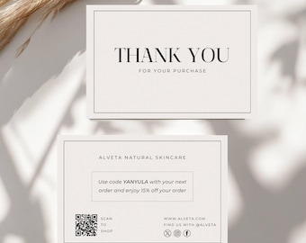 Elegant Thank You Order Insert - 4x6 Order Insert, Beige Elegant Thank You Card - Customer Appreciation, Minimalistic For Your Order