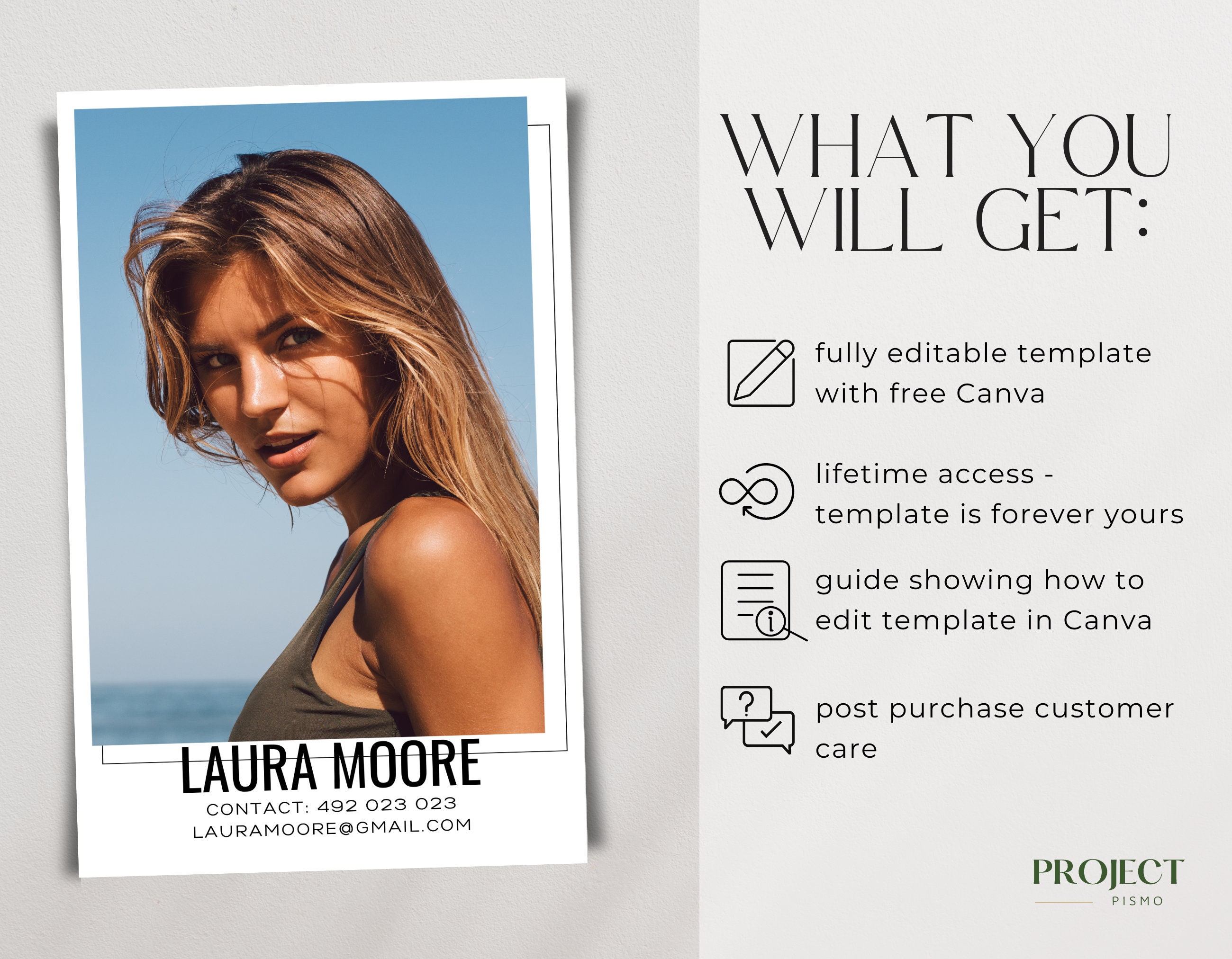 Editable Model Comp Card Template: Fashion Z Card (5.5x8.5) Editable in ...