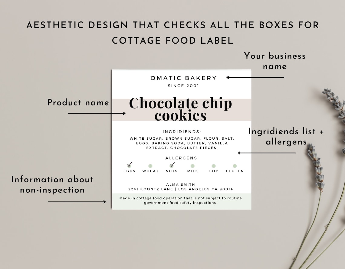 Cottage Law Labels Template Custom Home Bakery Stickers Etsy