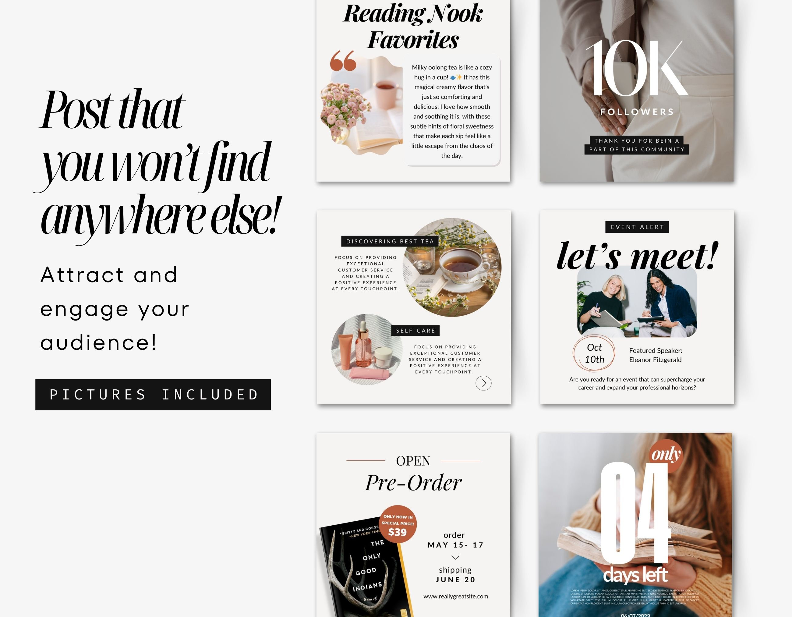 Social Media Templates for Authors, Canva Templates for Instagram Post ...