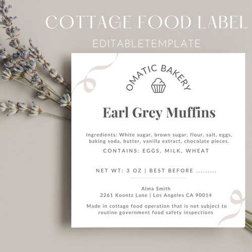 Cottage Law Labels Template Food License Label for Home Etsy UK