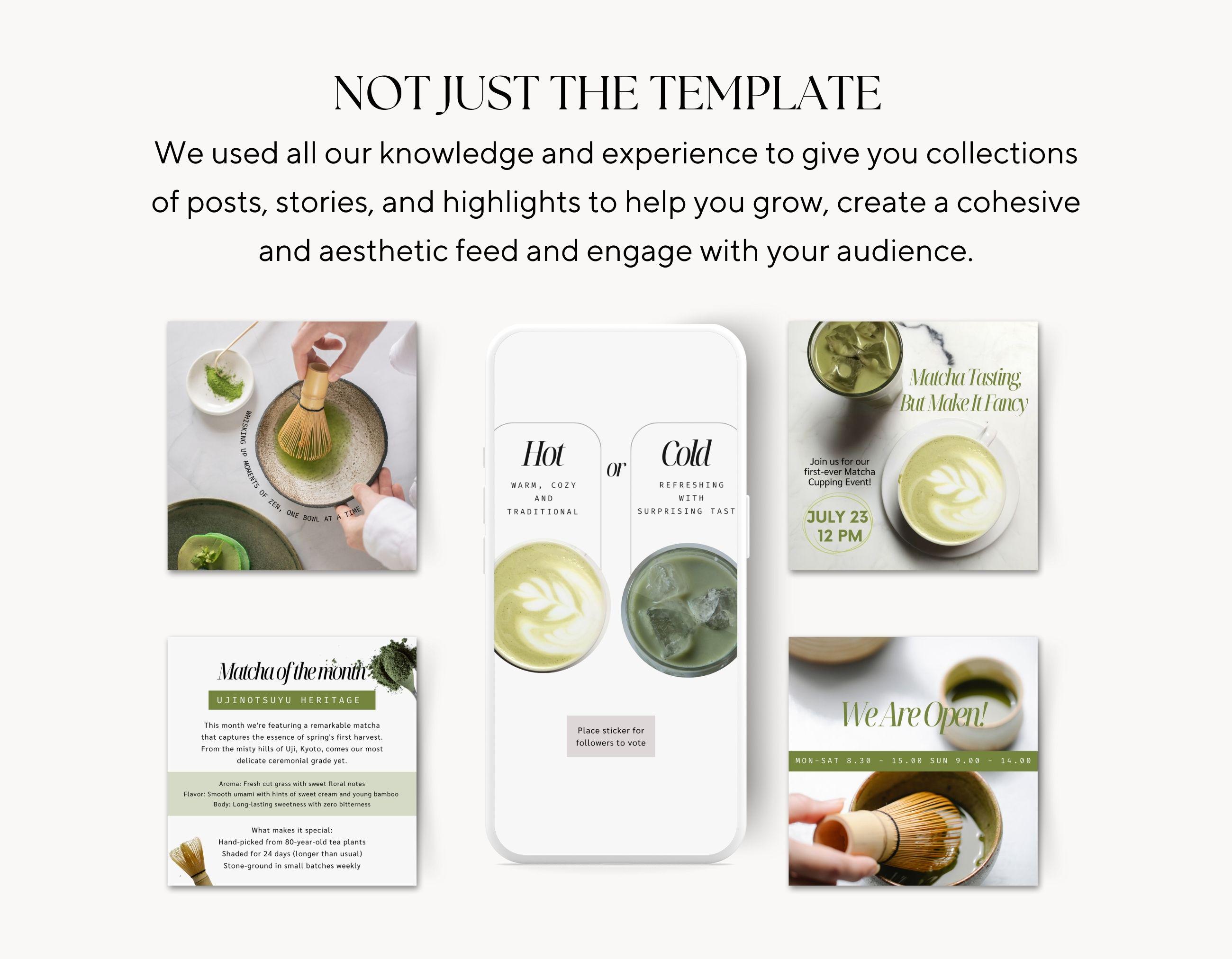 Matcha Instagram Canva Templates, Coffee Shop Social Media Bundle, Boba ...
