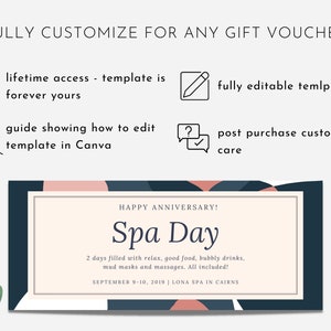 Elegant Coupon Template, Editable Voucher, Printable Surprise Gift, Custom Birthday Voucher, Brides Spa Invitation DIL, Weekend getaway image 5