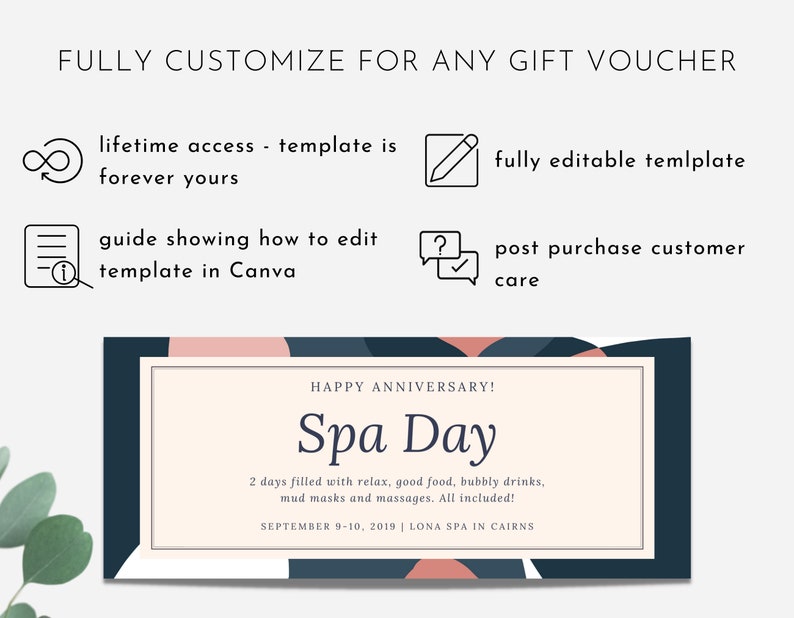 Elegant Coupon Template, Editable Voucher, Printable Surprise Gift, Custom Birthday Voucher, Brides Spa Invitation DIL, Weekend getaway image 5