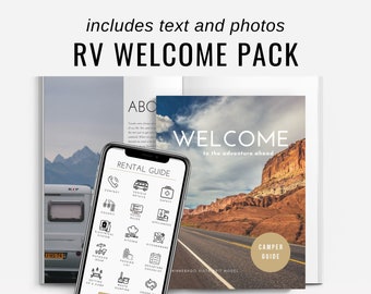 RV Rental Welcome Guidebook Template, Motorhome Wlecome Pack with Mobile app, Camper Renters Guide, Trailer Rental Book, RV Manual Binder